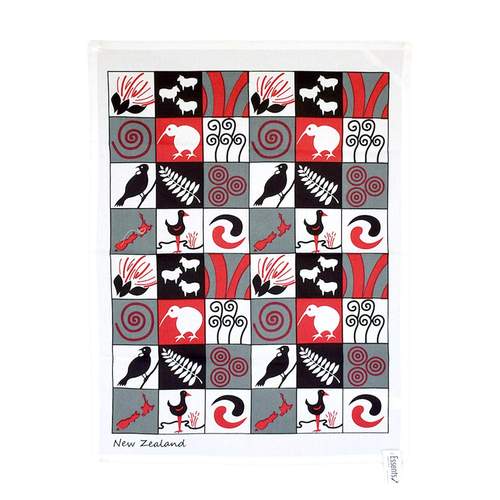 Essents Red Kiwiana Tea Towel
