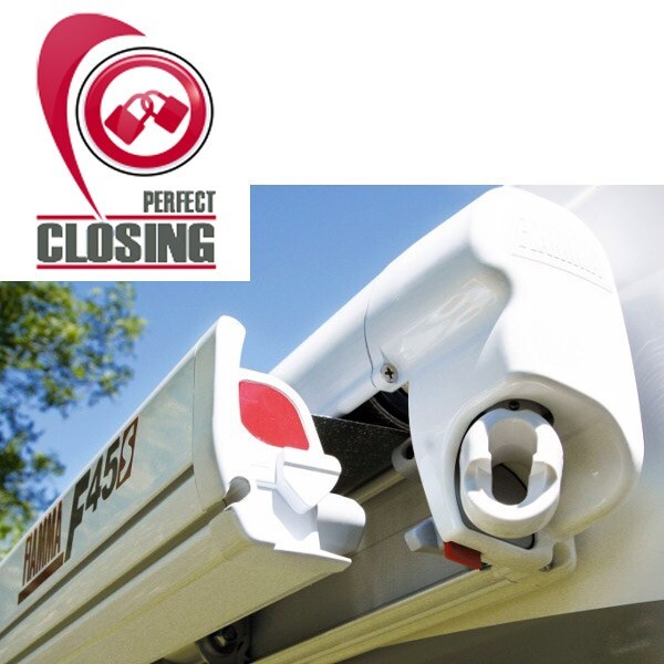 Fiamma F45L 5.0m Wall Mounted Awning Royal Blue Polar White Case