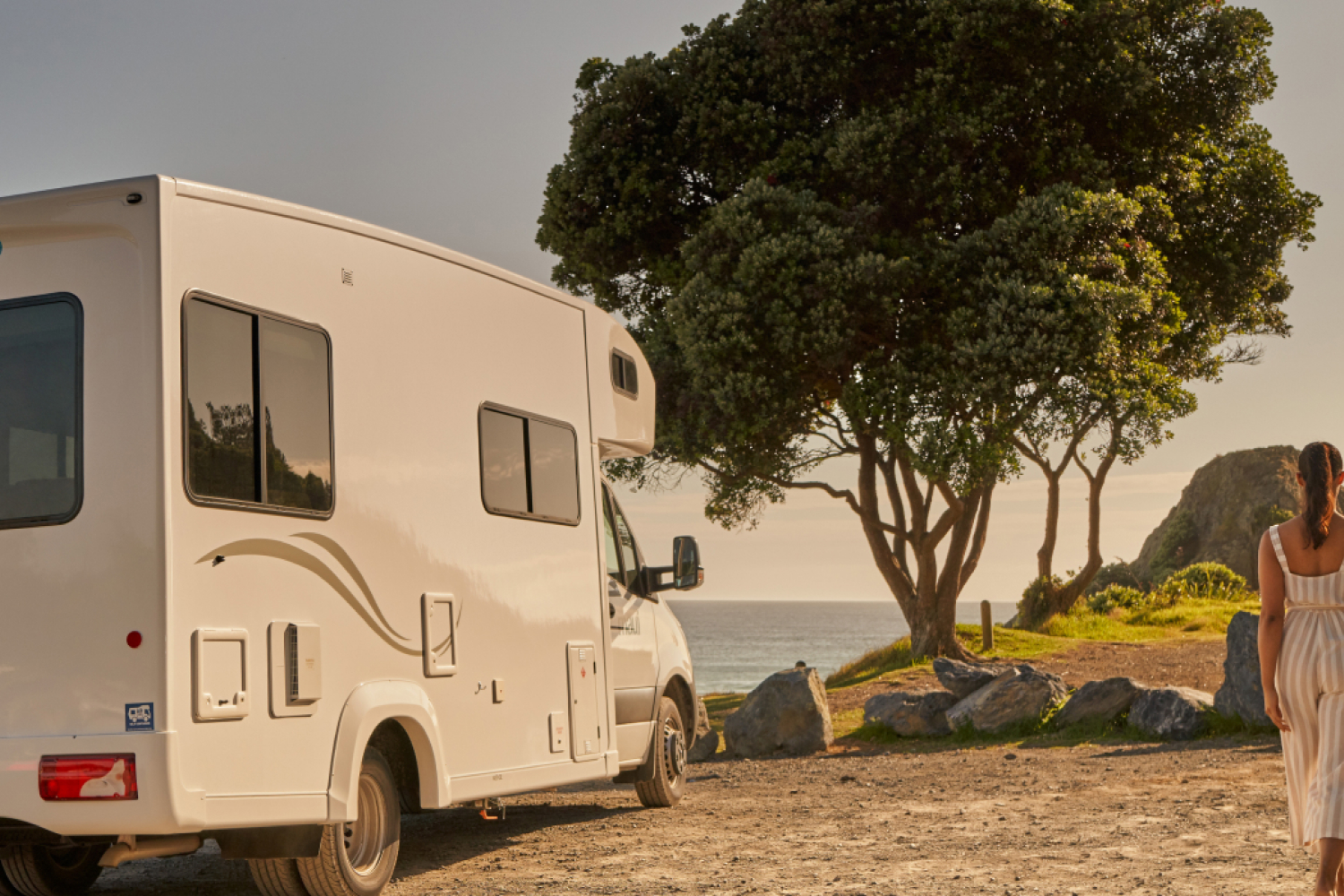 RV parked up near beach