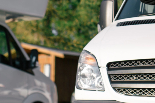 closeup of front of motorhome