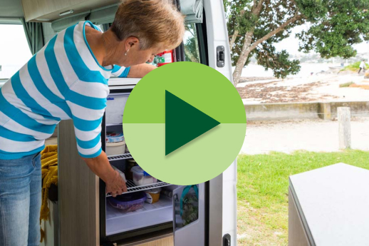 fridge at the  back of motorhome