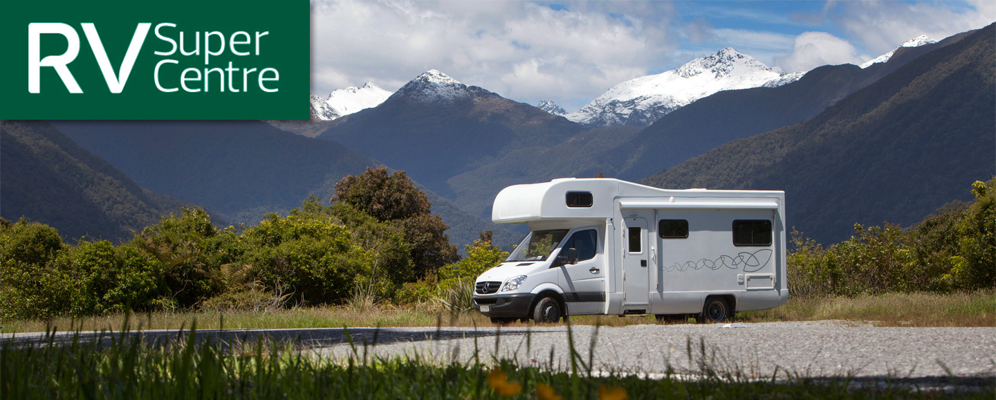 RV Super Centre - RV on a mountain road.