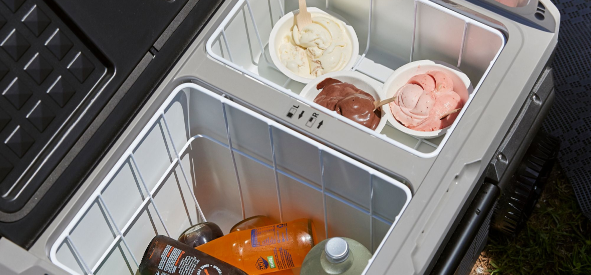 Cold treats in a Brass Monkey portable fridge freezer