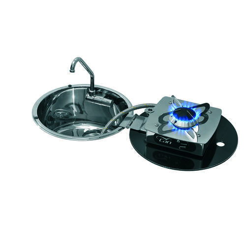 CAN 1 Burner Hob/Flap Sink Combo Circular