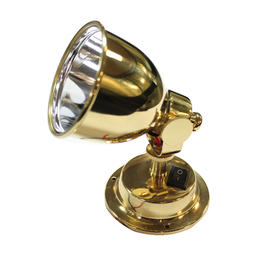 Bulkhead Halogen Light 12V Switched Polished Brass Finish