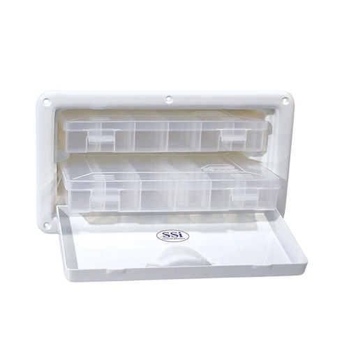 SSI Storage Box Flush Mounted 2 Drawer with Full Lid White 345 x 192mm