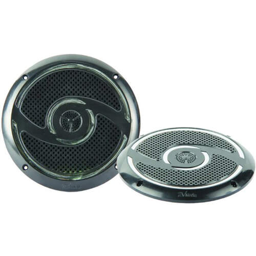 RV Media 6" 200W Waterproof Speakers with LED - Black