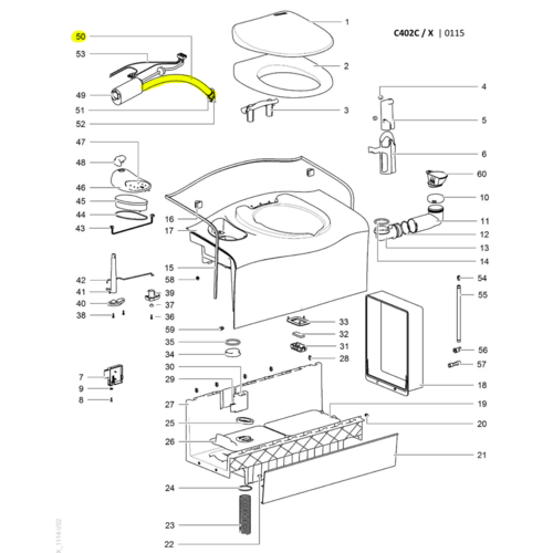 Thetford Toilet Part - C400 Flush Tank Drain Tube Kit
