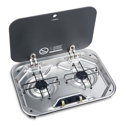 Dometic 2 Burner Hob with Glass Lid - Piezo Ignition