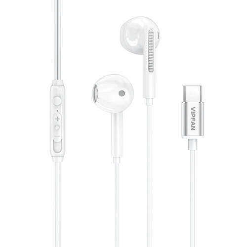 VIPFAN USB-C Wired Earphones White
