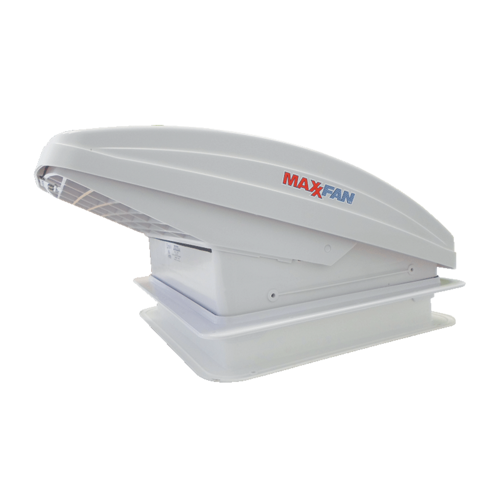 MaxxAir Maxxfan Deluxe Fan/Vent Power Lift 14" x 14" - White