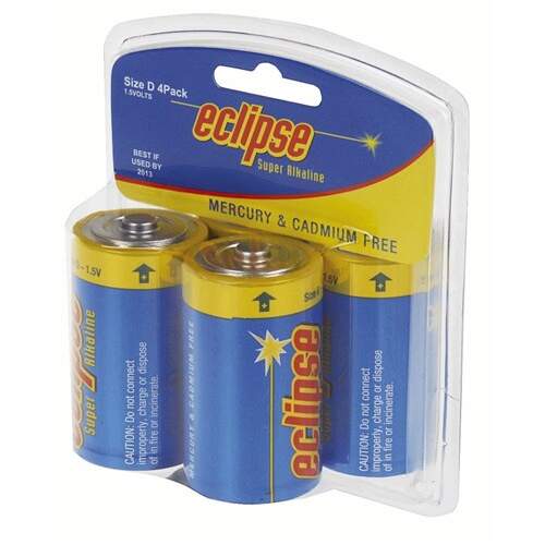 Eclipse D Alkaline Batteries 4pk