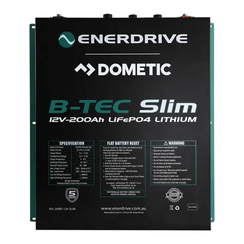 Enerdrive B-Tec Slimline Lithium Battery 200AH/12V