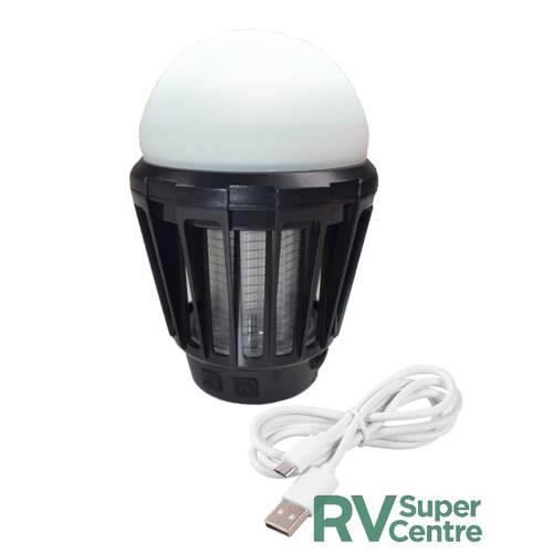RVSC Rechargeable LED Lantern with Bug Zapper Black